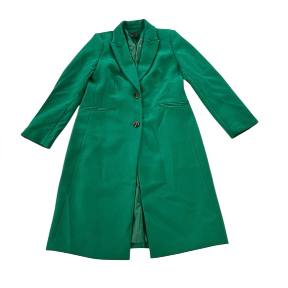 Ann Taylor Chesterfield Green Wool Blend Tailored Pea Coat Large Petite New - Picture 1 of 9